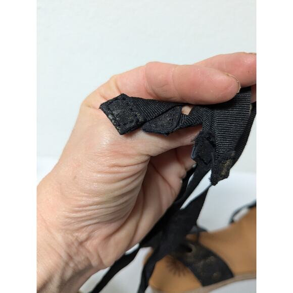 UGG black leather espadrilles wedge sandals 1006823 women's size 8.5 - Picture 13 of 14